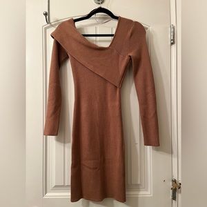 Dynamite Brown Ribbed Sweater Dress